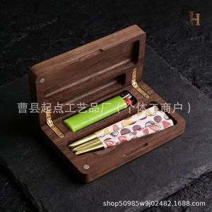 Étui à cigares portable en bois sur mesure, boîte de rangement pour briquet et cigarettes, étui à cigarettes en bois de noyer avec fermeture magnétique - Product Image 2