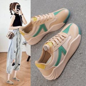 Женская кожаная обувь Новинка весна-осень 2022 универсальная спортивная обувь на толстой подошве повседневная кожаная спортивная обувь - Product Image 5