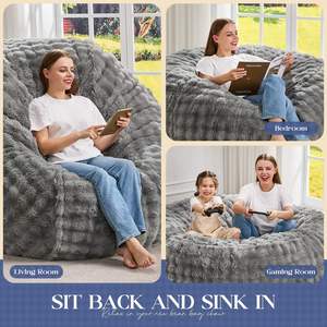 Modern Foldable Indoor Supportive Large Rabbit Fur Oversized <strong>Jumbo</strong> Xl <strong>Bean</strong> <strong>Bag</strong> Soft Lazy Sofa Chair Fuzzy Xxl Pattern Custom - Product Image 4