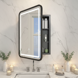 Gabinete de Espejo Inteligente con Marco Metálico Rectangular de Diseño Moderno, Directo de Fábrica, Gabinete <span class=keywords><strong>para</strong></span> Medicamentos con Luz LED <span class=keywords><strong>para</strong></span> Baño - Product Image 1