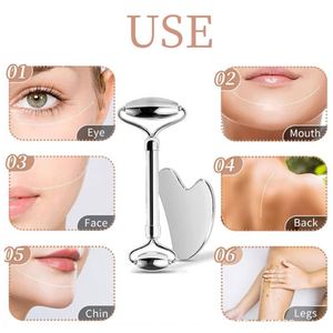 2025 New Facial Beauty Roller Scraping Guasha Stainless Steel Skin Care Massage Tools <b>Set</b> for Valentine's Day - Product Image 5
