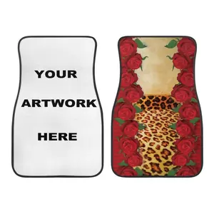 Customized Wholesale Rose Leopard print Design Print of Car Custom Mats of 2pcs Universal Interior Accessories Cloth Surface Pad