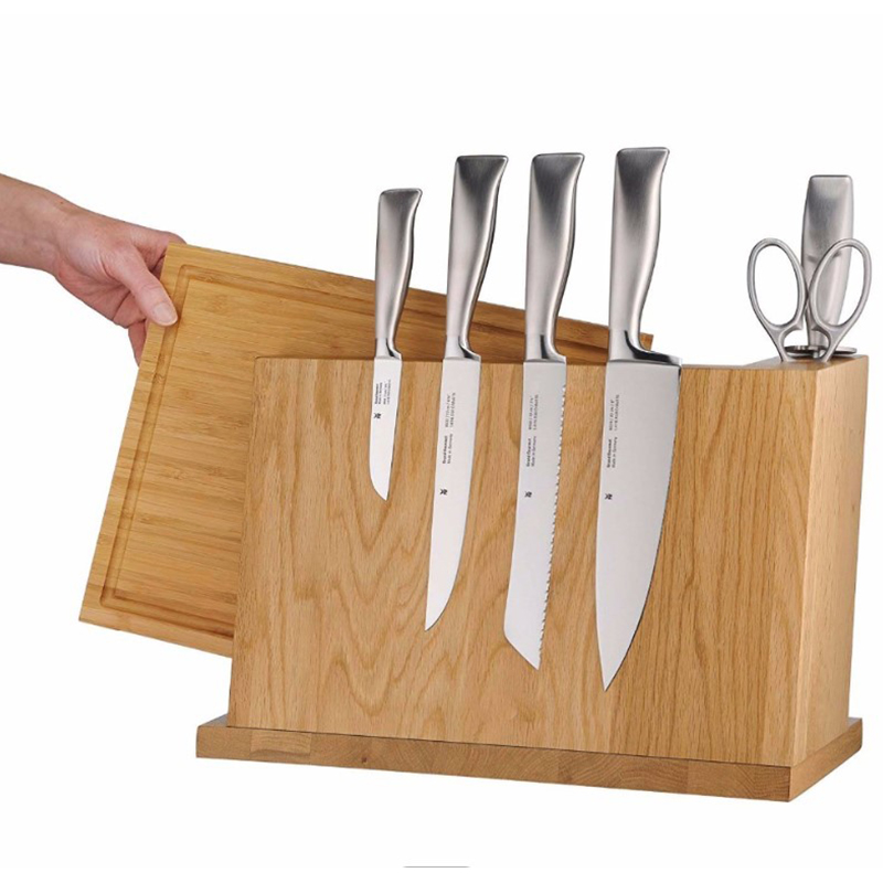 Бамбуковый магнитный держатель для блока ножей для сыра с набором бамбуковых разделочных досок
