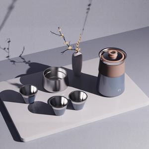 Kung Fu Tea Gift Set 316 Stainless Steel Double Layer Magnetic Lid Portable Travel Tea Set - Product Image 2