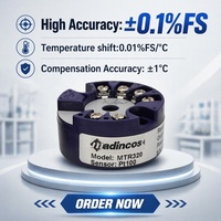 MTR320: Transmisor de Temperatura Programable de 0.1% con Alimentación por Bucle, Montado en Cabeza, para Sensores K, T, R, S, E, N, PT100, Salida 4-20mA, Programación USB