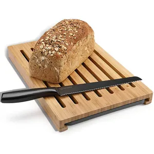 chinesisch maßgeschneidert perfekte größe leicht zu reinigen langlebig bambus brot schneidebrett mit crumb-catcher-tablett für haus und küche