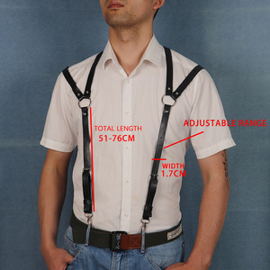 Arnés de cuero sintético negro para hombre con tirantes, correa de hombro, arnés de pecho y cinturón de cadena ajustable, estilo punk <span class=keywords><strong>gay</strong></span> para discoteca/disfraz - Product Image 2