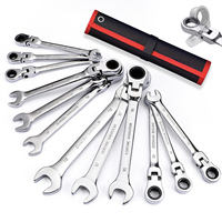 Vente d'usine : Lot de 12 clés à cliquet à tête flexible, métriques, en acier Cr-V, outils de mécanicien OEM