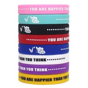 Bracelet en silicone à motif papillon Happy Than You Think, bracelet en caoutchouc Free Flight - Product Image 1