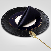Napperons ronds en cuir PU de Style nordique napperons de Table à manger tapis de Table à rivets en métal pour la cuisine