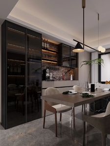 HAIYUE Minimalist <strong>Super</strong> Large Capacity Wine Cabinet Wood Panel <strong>Home</strong> <strong>Furniture</strong> for Apartment Living Room or Villa - Product Image 3