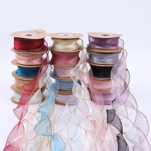 Ruban en satin de polyester ondulé en gros d'usine, fil en queue de poisson, organza bouclé pour la décoration de gâteaux, boîtes cadeaux et nœuds faits à la main - Product Image 1
