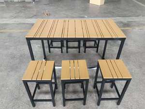Juego de <span class=keywords><strong>bar</strong></span> de comedor al aire libre de metal de 7 piezas con 6 taburetes y 1 mesa para <span class=keywords><strong>Bar</strong></span>, jardín, patio, porche - Product Image 4