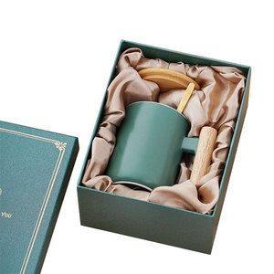 14 oz <span class=keywords><strong>noir</strong></span> mat exquis logo personnalisé <span class=keywords><strong>bambou</strong></span> et cuillère à remuer boîte cadeau manche en bois tasse à café de luxe tasse avec couvercle en bois - Product Image 3