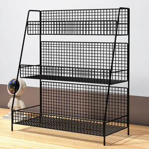 Iron desktop <b>storage</b> rack for desks, windowsills, simple <b>tabletop</b> bookshelves with tiers - Product Image 5