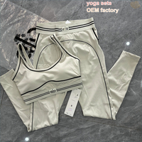 Set 2 Pcs Celana & Bra Yoga Olahraga Merek Terkenal OEM Pabrik untuk Wanita Alternatif Hemat Biaya Set Yoga Fitness Ketat Wanita