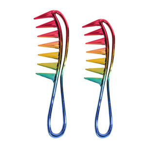 Iridescent <b>Wide</b> Tooth <b>Comb</b> Large Salon Styling Tool Zinc Alloy Vibrant Colors - Product Image 1