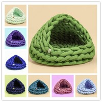 Handgemachtes Geflecht Luxus Dickes Seil Geflochtene Baumwolle Chunky Knit Weich gestricktes Katzen nest Haustier bett Korb Warm gewebtes Katzen bett