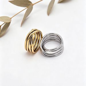 yunnique Geometric Line <b>Ring</b> Gold Silver Plated <b>Titanium</b> Steel Unisex Fashion Jewelry Gift - Product Image 4