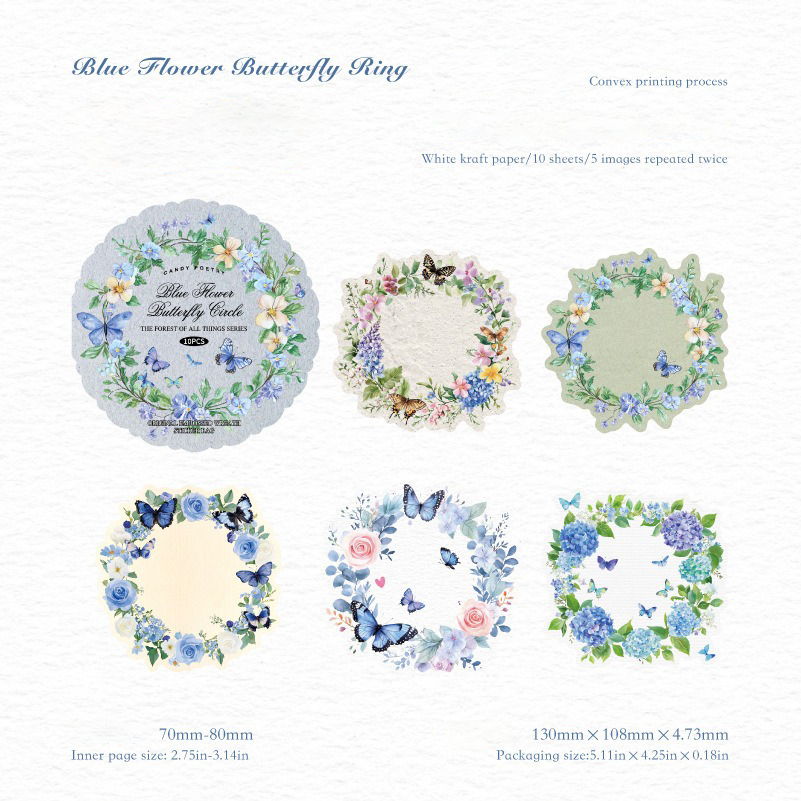 พวงหรีดดอกไม้สีฟ้าลายผีเสื้อ