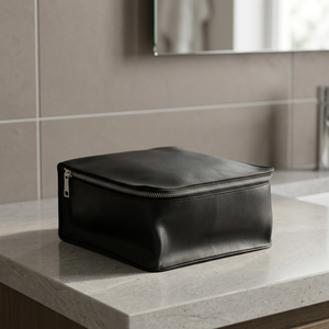 Leather Cosmetic Case Medium Size Zipper Closure Minimalist Style Practical Design - Product Image 2