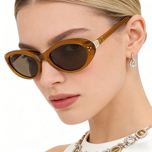 Lunettes de soleil en acétate vert olive rétro de luxe avec logo personnalisé, montures ovales de petite taille de haute qualité, verres polarisés TAC UV400 - Product Image 2