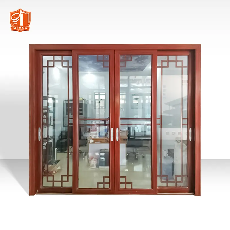 Hot Sales Wood Finish Double Glass Interior Aluminum Sliding Door Lift Sliding Doors