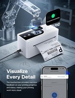 Printer Label Pengiriman Phomemo PM64D 4x6 dengan Layar Sentuh, Printer Thermal Bluetooth Nirkabel untuk Usaha Kecil & Paket
