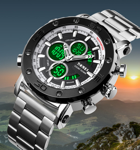 Skmei 1636 الفاخرة العد التنازلي على مدار الساعة التناظرية الرجال 3ATM ساعة رقمية ضد الماء 304 الفولاذ المقاوم للصدأ ساعة معصم - Product Image 4