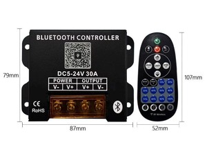 Contrôleur <span class=keywords><strong>de</strong></span> bande LED 30A à coque en fer, 1 canal, couleur unique, avec variateur <span class=keywords><strong>de</strong></span> lumière LED, minuterie, application BT, fonction Trick Light et télécommande RF 25 touches pour enseignes LED - Product Image 2