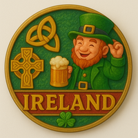 Aimant de réfrigérateur souvenir d'Irlande en résine 3D de taille moyenne, design irlandais porte-bonheur, vente en gros