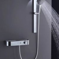 Robinet de douche mural moderne à poignée unique, thermostatique, 3 trous, en cuivre, design minimaliste, ensemble de douche carré