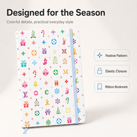 Cuaderno de tapa dura festivo y colorido al por mayor, con cierre elástico y marcapáginas de cinta, recubierto para notas diarias, listo para regalar.