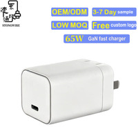 Chargeur pliable 65W PD Type-C ultra-rapide et écologique, adaptateur secteur USB-C, câble, norme US/EU/UK, ignifuge, logo personnalisé