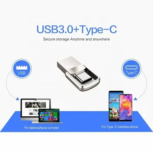 <span class=keywords><strong>USB</strong></span> C Ổ Đĩa Flash 128GB Tốc Độ Cao 3.0 2-Trong-1 OTG <span class=keywords><strong>USB</strong></span> Loại C Ổ Đĩa Ngón Tay Cái Bộ Nhớ Dính Ổ Đĩa Bút - Product Image 6