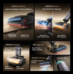Aspiradora de Vapor Dreame H16 Pro, Húmeda y Seca, con Brazo Robótico Dual con IA 200 ° C Steam Wash 90 ° Aspiradora con Función de Fregado en Seco y Húmedo, 28kPa de Succión - Product Image 6