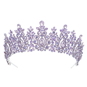 QS nueva venta al por mayor Vintage Barroco Europeo Americano novia corona Tiara aleación chapado <span class=keywords><strong>en</strong></span> oro Tiara cristal boda tocado - Product Image 4