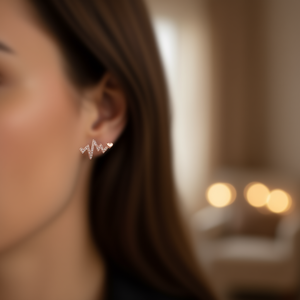 Boucles d'oreilles en forme de cœur en or Rose E1224, avec strass en cristal, pour femmes, bijoux romantiques à la mode, cadeau - Product Image 2