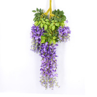 Lila Ratta hängenden Garten Blumen Seide Dekoration Blume Hochzeit Dekor Girlanden künstliche Glyzinien Rebe