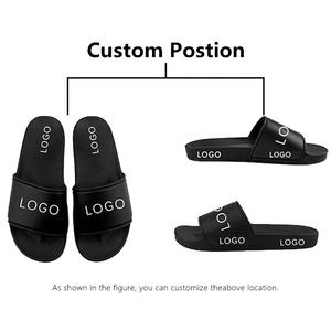 Greatshoe özelleştirmek logosu siyah kaydırıcılar terlik erkekler için, özelleştirmek boş terlik terlik, erkekler özel LOGO slaytlar - Product Image 5
