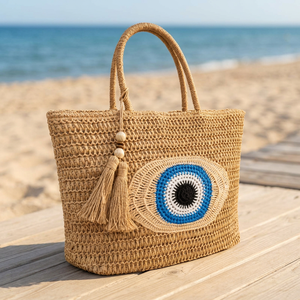 Bolso Tote de Rafia Tejido a Mano de Lujo Personalizado, Bolso de Playa con Cierre de Cremallera y Cadenas, Bolso de Mano de Moda para Viaje, Regalo para Mujer - Product Image 6