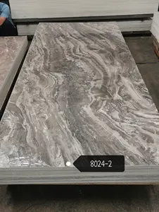 Embossed Grid Texture Artificial Marble PVC Building Decor UV Marble Panel For Interior Wall Decoration