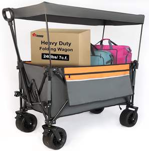 Chariot pliable à roulettes, chariot à main, hayon, jardin, shopping, porte-gobelets portables, montage facile, roues silencieuses, parc, léger - Product Image 1