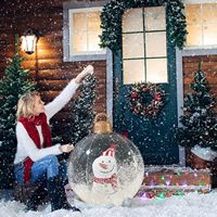 Vente flash - Décoration de Noël - Père Noël et bonhomme de neige lumineux à LED - Grande boule de Noël gonflable de 23,6 pouces avec particules de mousse
