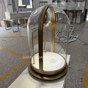Hình dạng độc đáo Arc Glass Bìa Showcase kim loại thép không gỉ đồ trang sức cửa hàng truy cập hiển thị với cực Spotlight - Product Image 2