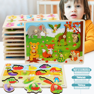 Giocattolo educativo per bambini 3D legno intelligente <span class=keywords><strong>Pegged</strong></span> set giocattolo per la prima infanzia animale marino frutta verdura partita divertente Puzzle - Product Image 3