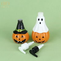 Distributeur de savon fantôme citrouille d'Halloween, design 2-en-1 mignon, flacon de savon liquide pour les mains, bouteille en plastique pour shampoing, nettoyant corporel et nettoyant visage