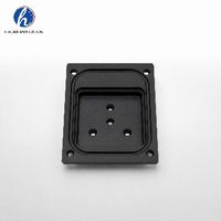 Plaque de fixation encastrée multi-niveaux en aluminium anodisé noir usinée CNC par électroérosion à fil, 4 trous de montage, OEM, faible MOQ HJ