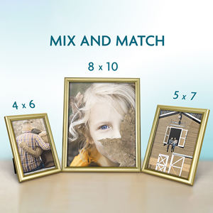 Marco de plástico dorado irrompible personalizado 5X7, madera y material PS con acento plateado para decoración de escritorio - Product Image 4