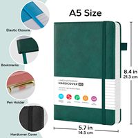 Cahier de notes A5 en cuir PU avec logo personnalisé 80GSM doublé à plat 14.5x21.3cm bande élastique couverture rigide bureau école Journal fil à coudre